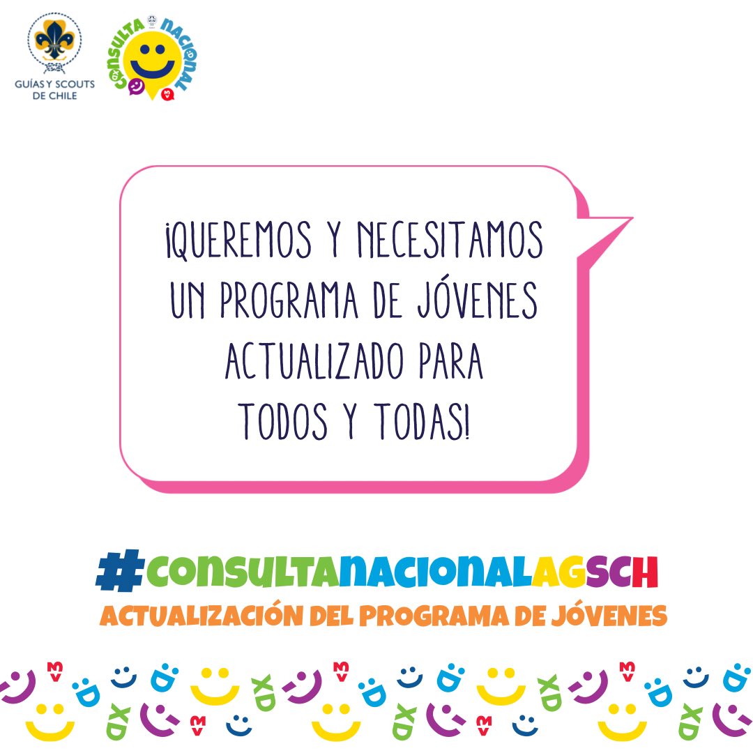 Estamos en proceso de consulta para actualizar nuestra propuesta programática e invitamos a las personas adultas a promover la #ConsultaNacionalAGSCh para que llegue a niños, niñas y jóvenes con registro institucional vigente 📣

➡️ act0904.questionpro.com/CuestionarioNa…