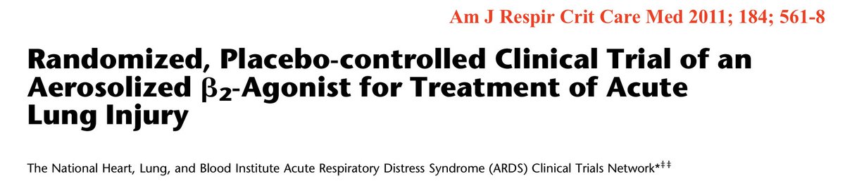 ICU pet peeves: I sound like a broken record but can we please stop ordering inhaled b2-agonists (albuterol = salbutamol) in all of our ventilated patients, especially the ones with ARDS? This is a waste of time, resources, energy & money! We have actually tested this approach