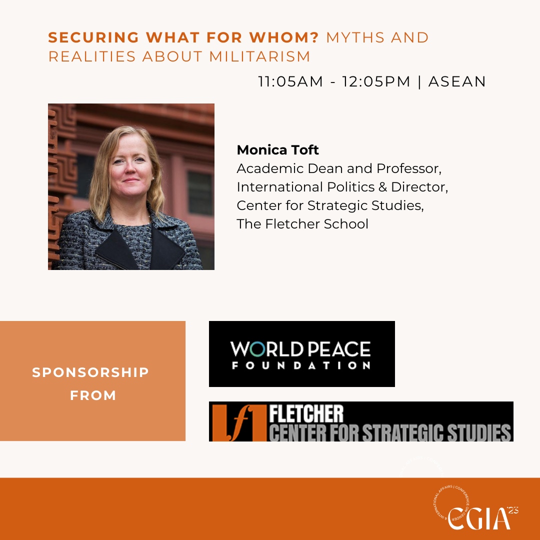 CgiaFletcher's tweet photo. Join us Friday, Saturday 18, for our panel: Securing What for Whom? Myths and Realities about Militarism!

Learn more via our Instagram: https://t.co/uff52gAgM2 

@thefletcherschool @tuftsuniversity #fletchercgia #thefletcherschool #cgia2023 #tuftsuniversity #powerpolicyprogress https://t.co/019gVkwiBY