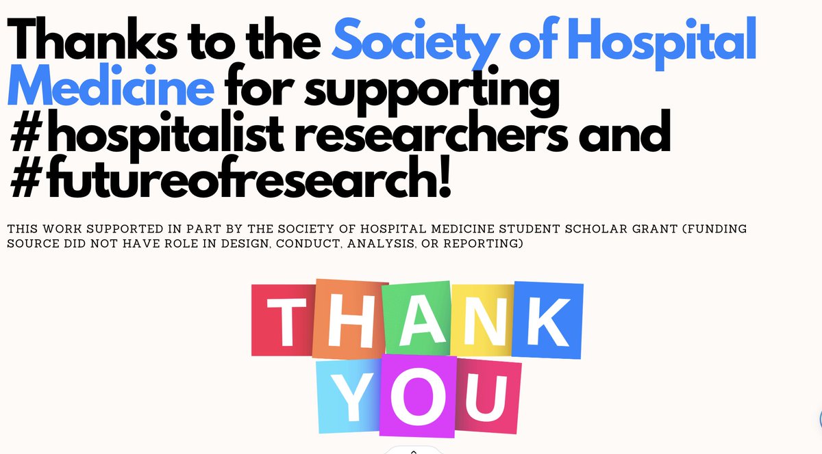 Thank you @SocietyHospMed for supporting @VishrutiPatelMD  #futureofresearch @SamirShahMD