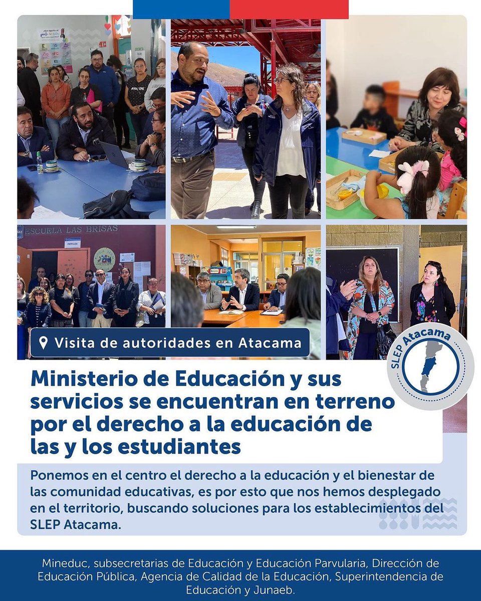 supereduc_cl's tweet photo. 📚 Hoy fuimos parte del despliegue en terreno que encabezó el ministro @mineducchile @nico_cataldoastorga con el objetivo de garantizar el derecho a la educación de las y los estudiantes de los establecimientos pertenecientes al @slep_atacama https://t.co/1NYnhs1Xaz