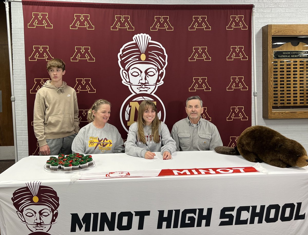 Two great seniors for our XC team signed today:  Maicee Burke signed to continue her soccer career at University of Mary.  Julie Folk signed to continue her running career at Minot State University. Congrats!  Super proud of you both!