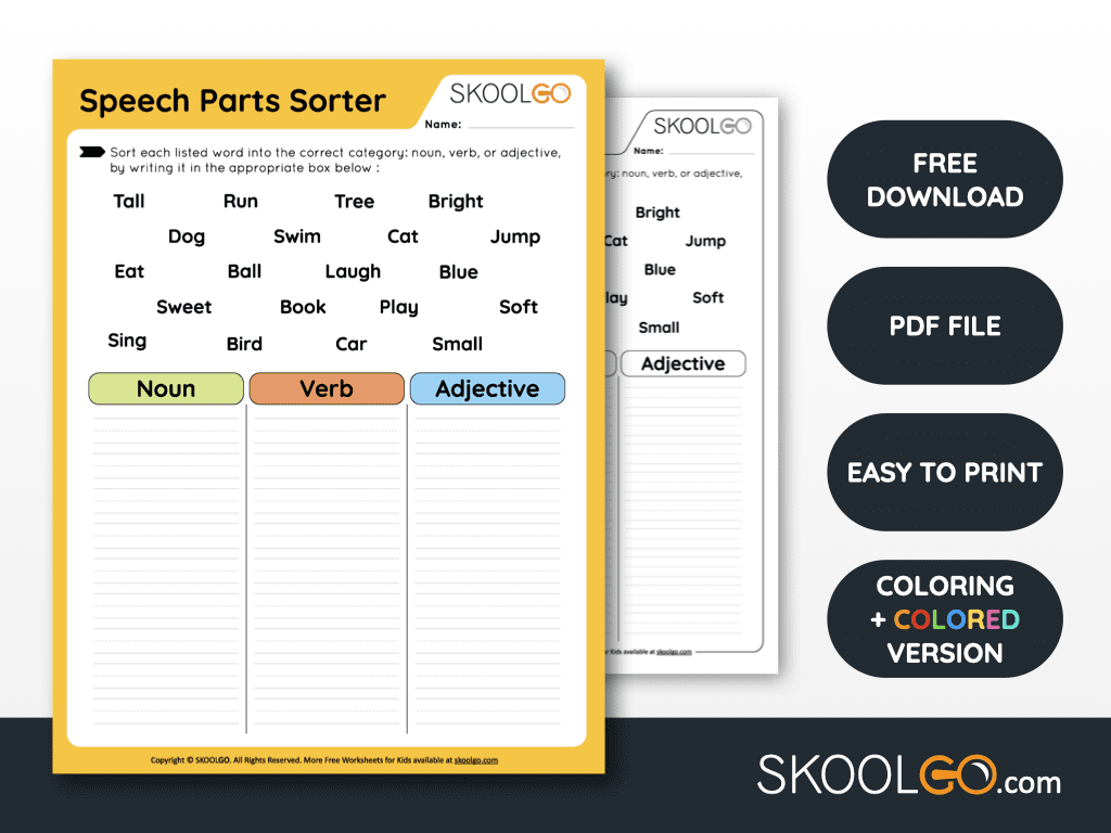 skoolgocom's tweet photo. Dive into grammar with our Speech Parts Sorter Worksheet! 📘✏️ It boosts vocabulary, sharpens categorization skills, and makes learning nouns, verbs, and adjectives a blast for young learners. Grab your free copy now! #Education #LearningResources

🔗 https://t.co/5usgKT6qTN https://t.co/29Wzw2OERF