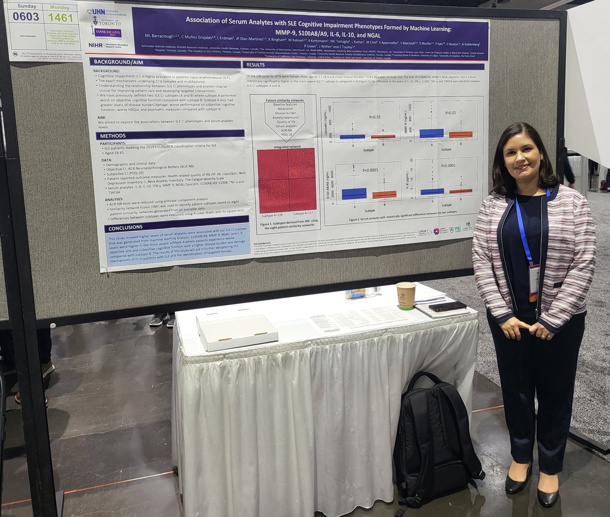 Congrats Drs. <a href="/MichelleBarra/">Michelle Barraclough</a> &amp; Carolina Munoz Grajales #ACR2023 poster on clinical phenotypes of #SLE Cognitive Impairement &amp; cytokines/analytes
<a href="/SchroederInst/">Schroeder Arthritis Institute</a> 
<a href="/LupusResearch/">Lupus Research</a>
<a href="/UofTRheum/">UofT Rheumatology</a> 
<a href="/LupusFlare/">Lupus Flare</a>
<a href="/Lupusdoc/">Ian N Bruce</a>
<a href="/ArthritisSoc/">Arthritis Society Canada</a> 
<a href="/CIHR_IMHA/">CIHR-IMHA Community</a> 
<a href="/LupusON/">Lupus Ontario</a> 
<a href="/PSIFoundation/">PSI Foundation</a> 
<a href="/CRASCRRheum/">CRA SCR</a>