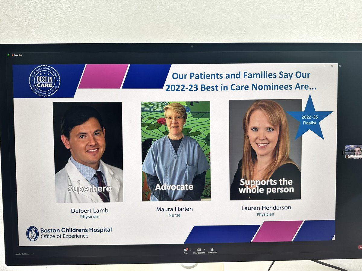 What an absolute honor to be nominated for the Boston Children’s Hospital 2022-2023 Best in Care Award! It is 100% patient and family nomination driven, which makes it so special. It is such an honor and a privilege to meet and provide care to our patients and families.