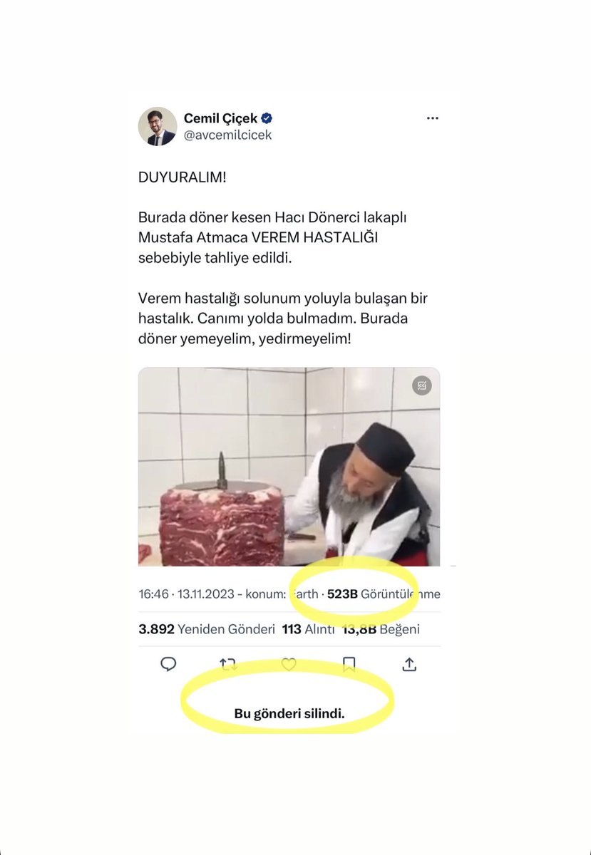 Mehmet (@em_ir3734) on Twitter photo Bir hukukçu olarak bir insan hakkında yalan haber yapıp 523.000 görüntülenme alıp o insanın ekmeğiyle oynayacaksınız ve sonradan hiç bir şey olmamış gibi twiti sileceksiniz.Yok öyle yağma!
👉 <a href="/avcemilcicek/">FETÖCÜ CEMİL ÇİÇEK</a>
Erzurumlu kardeşlerimden ricam Twiti Mustafa Atmaca’ya ulaştıralım lütfen Bir hukukçu olarak bir insan hakkında yalan haber yapıp 523.000 görüntülenme alıp o insanın ekmeğiyle oynayacaksınız ve sonradan hiç bir şey olmamış gibi twiti sileceksiniz.Yok öyle yağma!
👉 <a href="/avcemilcicek/">FETÖCÜ CEMİL ÇİÇEK</a>
Erzurumlu kardeşlerimden ricam Twiti Mustafa Atmaca’ya ulaştıralım lütfen
