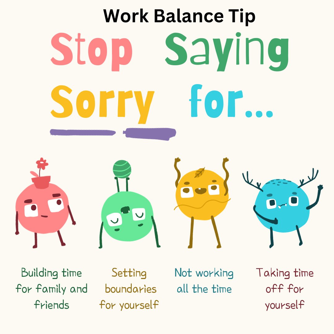 CreateMyStory2's tweet photo. 🌟 Don't say sorry for making time for family, setting boundaries, and self-care. ⏰ Balancing work and life is essential for your well-being. As a dedicated professional, remember to nurture your relationships and prioritize self-care.   #WorkLifeBalance #SelfCare #WellBeing https://t.co/JE50EuqjkF