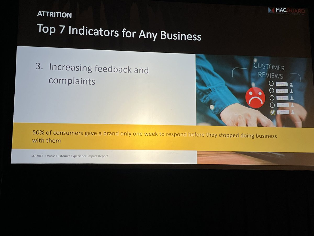 DanFerrisiEdit's tweet image. Looking for a key indicator that your #avtweeps or technology business might be poorly positioned to retain customers? Well, are raw complaint numbers increasing? Are you slow to respond (or do you simply not)?

You may only have ONE WEEK to make things right.

#TotalTech23