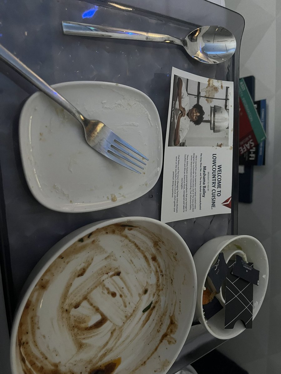 BlakeAGordon's tweet photo. @Delta hit the mark with lunch today! Barbecue short rib from The Grey and chef Mashama Bailey hit a 5 star meal at 35,00 feet. https://t.co/gfypCjQaes