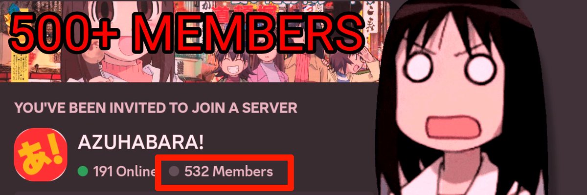 AzuDaiohCollab's tweet image. We've reached 500+ members in Azuhabara!! THANK YOU ALL FOR JOINING

#azumangadaioh #azumanga #daioh #azudaioh

discord.com/invite/NGvqRzB6
