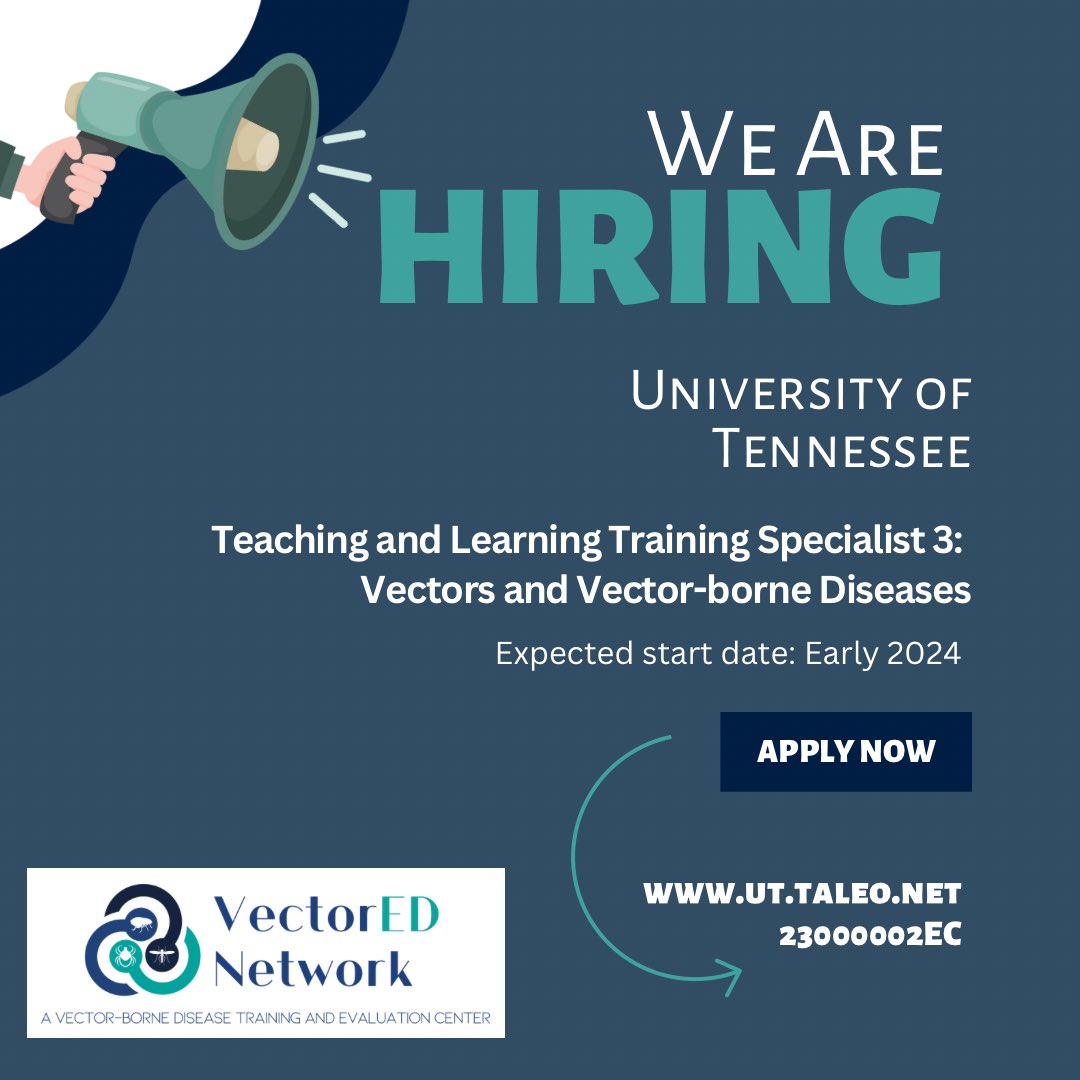 The VectorED Network is hiring! The University of Tennessee is hiring a Teaching and Learning Training Specialist as part of the VectorED Network. This position is located in Knoxville, TN and the expected start date is early 2024. ut.taleo.net/careersection/…