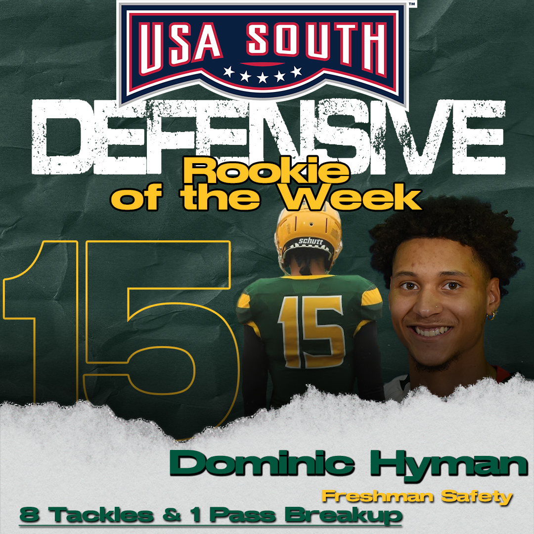 Congratulations to Dominic Hyman for winning Defensive Rookie of the Week this past week! #MonarchMade