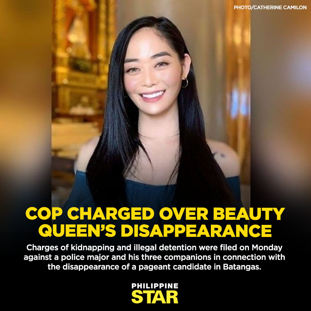 The Philippine Star on X: The suspects were tagged in the kidnapping of  Catherine Camilon, a candidate in the Miss Grand Philippines 2023  representing the town of Tuy, Batangas.    /