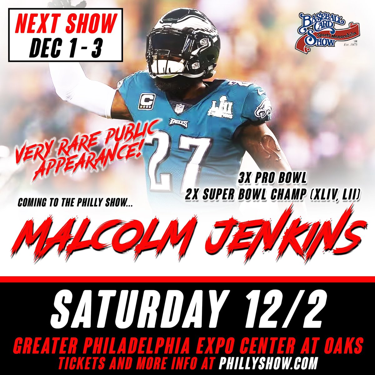 Malcolm Jenkins is signing at the December Philly Show!

Very rare appearance…visit phillyshow.com to purchase tickets! #linkinbio 

More to come! Follow Us Today!

#eagles #phillyshow #whodoyoucollect #malcomjenkins