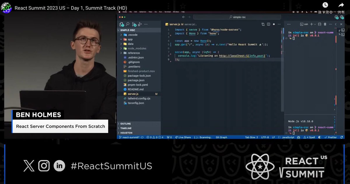 t6adev's tweet image. おはようございます from 🇯🇵
I'll watch #ReactSummitUS videos and it should be fun because it shows building RSC with @honojs from scratch in the attractive @BHolmesDev's talk.
Where is the whiteboard?
portal.gitnation.org/events/react-s…