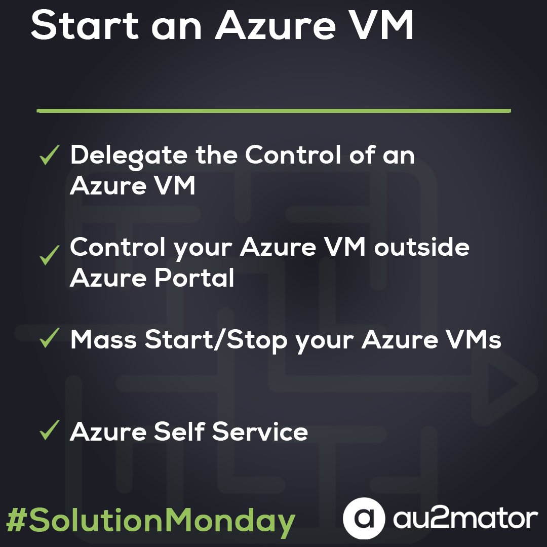 Start an Azure VM with au2mator Self-Service Portal

🔶 Download from GitHub: click.au2mator.com/Azure_StartVM
🔶 More Azure Solutions: click.au2mator.com/AZliauso

#SolutionMonday #au2mator #PowerShell