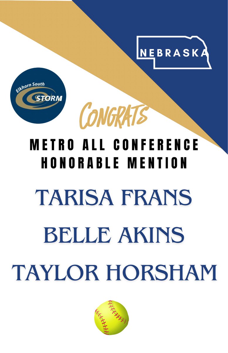 📣Congrats to these Storm Softball 🥎Athletes <a href="/TarisaFrans/">Tarisa Frans</a> <a href="/belleakinss/">belle akins</a> <a href="/taylor_horsham/">taylor horsham</a> for earning Metro All-Conference Honorable Mention! 💥<a href="/ElkhornPS_ESHS/">Elkhorn South HS</a> <a href="/DCPGSports/">DC Post-Gazette</a> <a href="/NEPrepZone/">Nebraska Prep Zone</a>