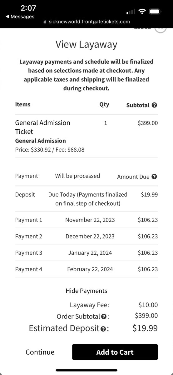 @deadtonez_ @WEREWOLFlSM this was the payment plan when i was looking at snw24 tickets, which is ran by the same company at the same location (screenshot taken oct. 13)