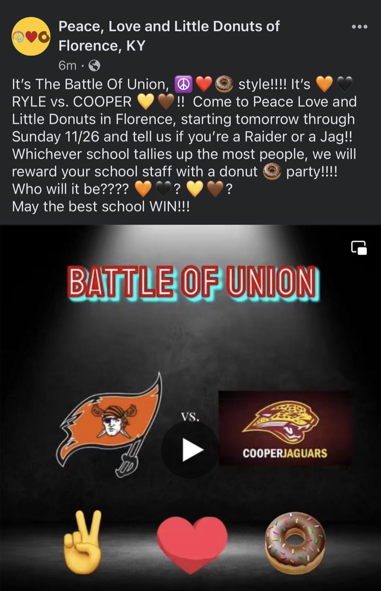Let’s go!  Get to Peace, Love and Little Donuts.  Let them know you are supporting Ryle. <a href="/RyleSection/">Ryle Student Section</a> <a href="/RyleAthletics/">Ryle High School Athletics</a> @Ryle_HS