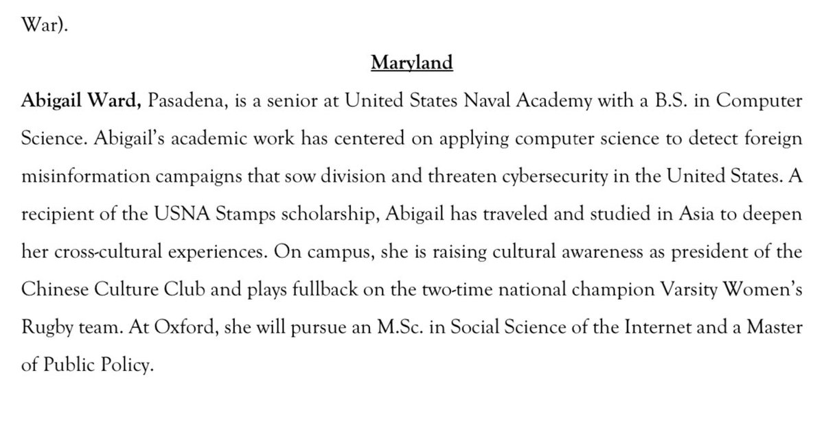 Congratulations to Abigail Ward, former STEM student at OMMS and AACPS graduate on being a Rhodes Scholar! We are so proud of you! 👏❤️💙🤍 #AACPSawesome rhodeshouse.ox.ac.uk/media/47894/wi…