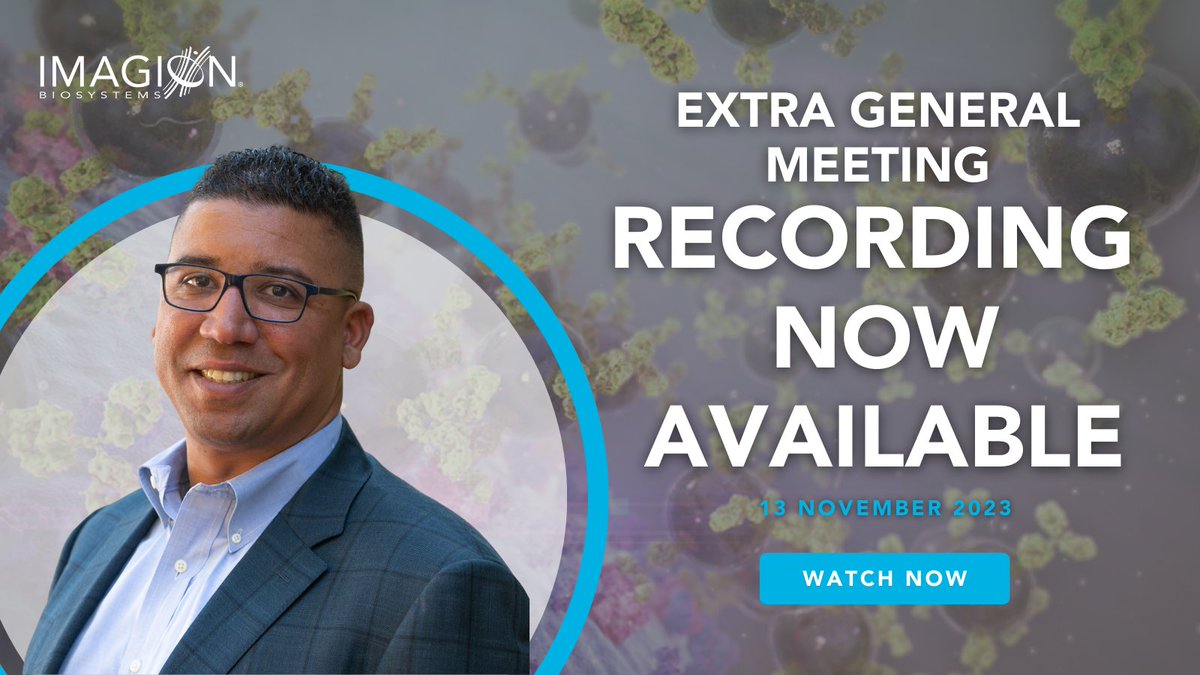 🎥 Learn about the latest developments at Imagion Biosystems' in this recording from our EGM on 13 November 2023. This event featured insights into our MagSense platform and addressed critical resolutions to be voted on by shareholders. Watch here: ▶️ bit.ly/3QXTMl6 $IBX