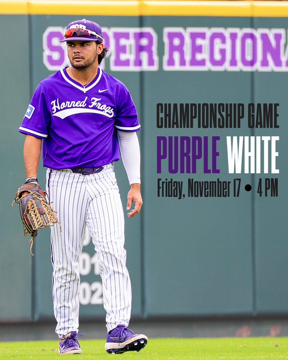 🟣⚪️ 𝗖𝗛𝗔𝗠𝗣𝗜𝗢𝗡𝗦𝗛𝗜𝗣 𝗚𝗔𝗠𝗘 Come watch baseball on Friday before heading over to the Schollmaier for @TCUBasketball! #GoFrogs