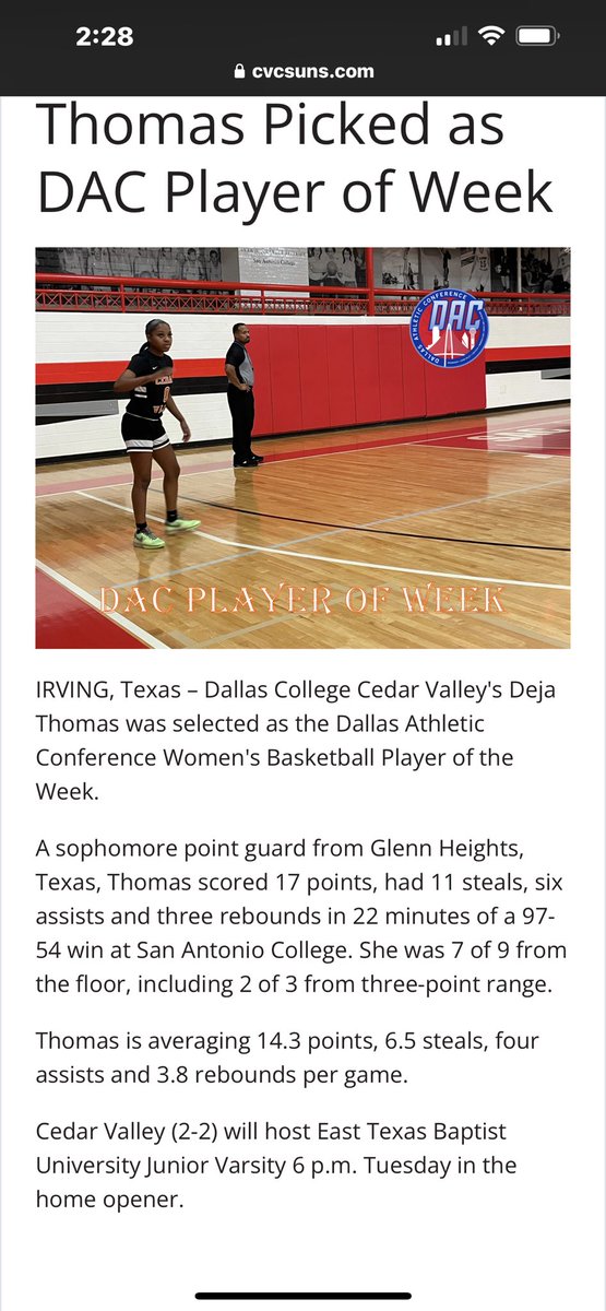 CedarValley_WBB's tweet photo. Congratulations Deja for being the DAC player of the week!!

Keep up the great work!! Check her out college coaches! 

@Coach_TashaRCV https://t.co/klDOD5v9Op