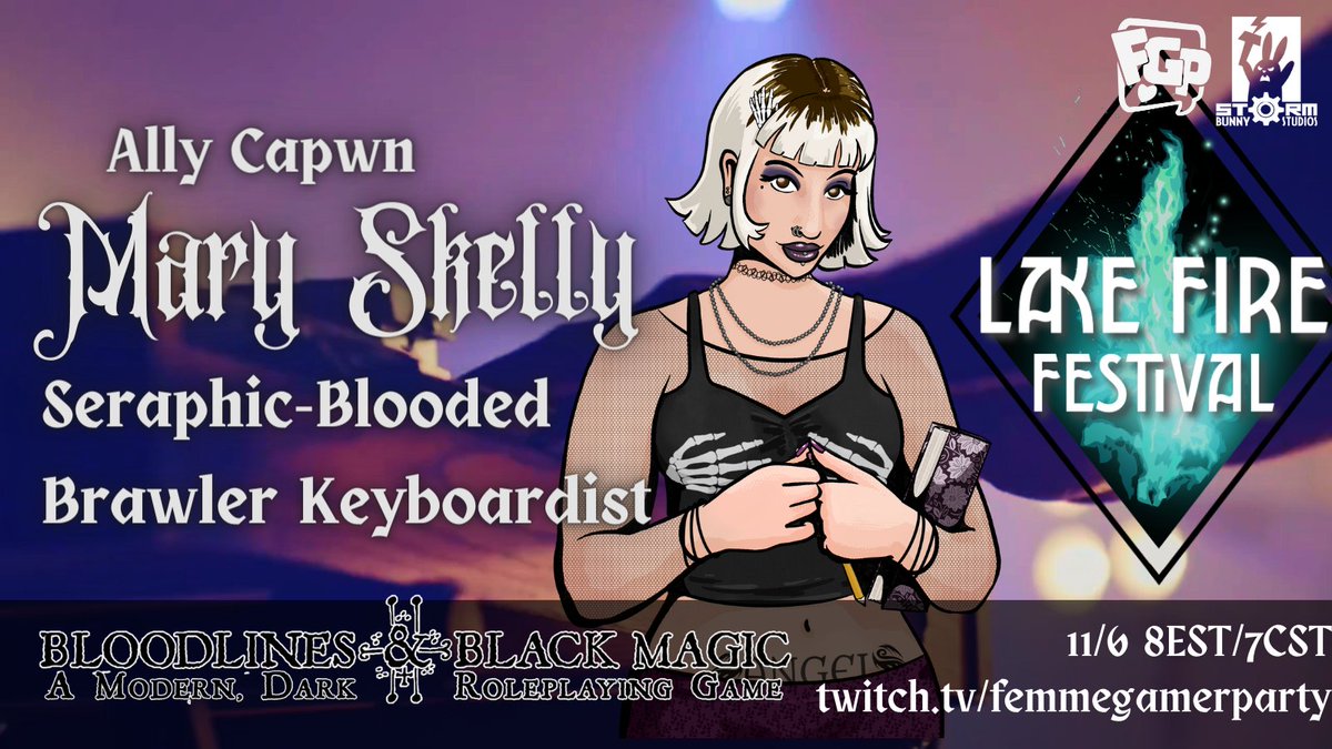 ally_capwn's tweet photo. Can't wait to be a perfect angel tonight with my Seraphic-blooded brawler and lyricist, Mary Skelly! Going live in less than an hourrrr!
#tabletopstream #ttrpgstream #actualplay #HorrorGames #DnD #tabletopgaming https://t.co/RFEFQ0F2Vh