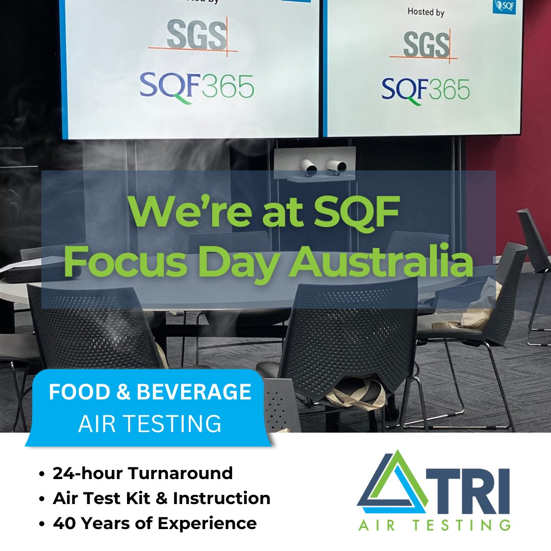 TRIAirTesting's tweet photo. TRI Air Testing is overseas today, participating in SQF Focus Day Australia! Look for more updates as we focus on international business and relationships heading into 2024.

#sqf #foodandbeveragemanufacturing https://t.co/3yS5LqSS0C
