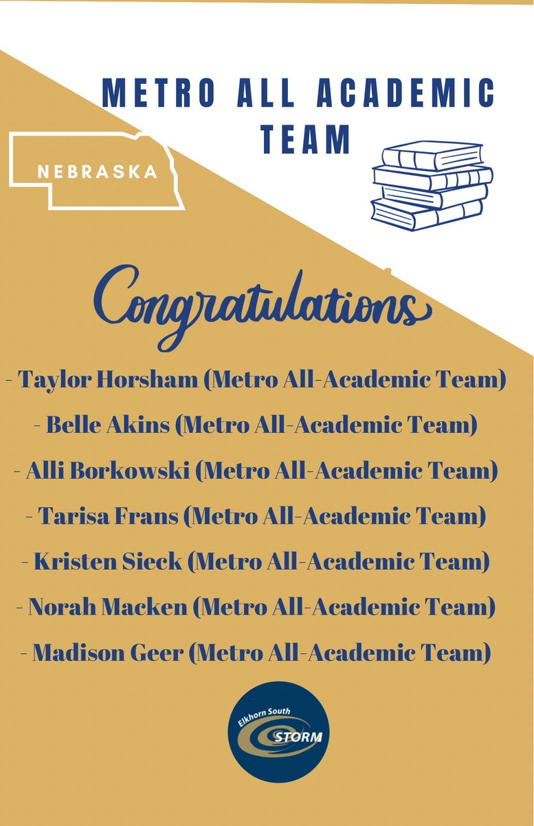 💥Congratulations to
These student-athletes for earning a spot on the Metro All Acedemic Team!🤩<a href="/taylor_horsham/">taylor horsham</a> <a href="/belleakinss/">belle akins</a>  <a href="/AlliBorkowski/">Alli Borkowski</a> <a href="/TarisaFrans/">Tarisa Frans</a> @kristensieck <a href="/NorahMacken/">Norah Macken</a> <a href="/madisongeer5/">Madison G</a> ! Way to represent on &amp; off the field! 🔥<a href="/ElkhornPS_ESHS/">Elkhorn South HS</a> <a href="/NEPrepZone/">Nebraska Prep Zone</a> <a href="/DCPGSports/">DC Post-Gazette</a>