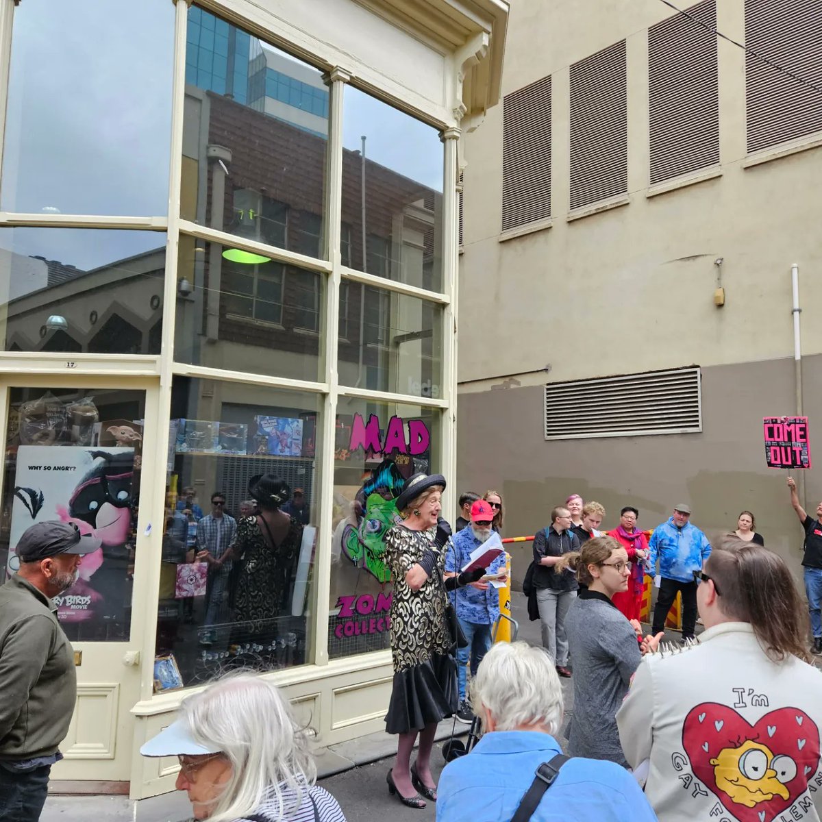BuonPress's tweet photo. On Sunday, Gertrude Glossip continued the tradition of presenting the walk at every Feast since the beginning. This time it commemorated 50 years of gay law reform. 

A huge thanks to SAMESH for supporting the event and @ECH_Inc for providing the rainbow cake. https://t.co/OvGAlY49m3