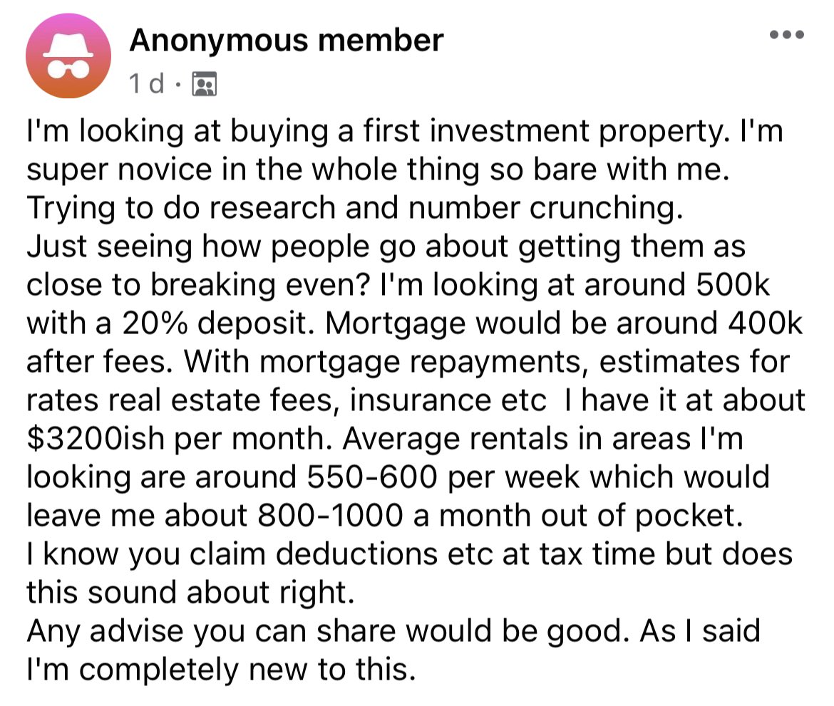 Ahhh! The Australian dream of buying an investment property to actively lose money! But wait…

It’s tax deductible! 

#auspol #investing #negativegearing