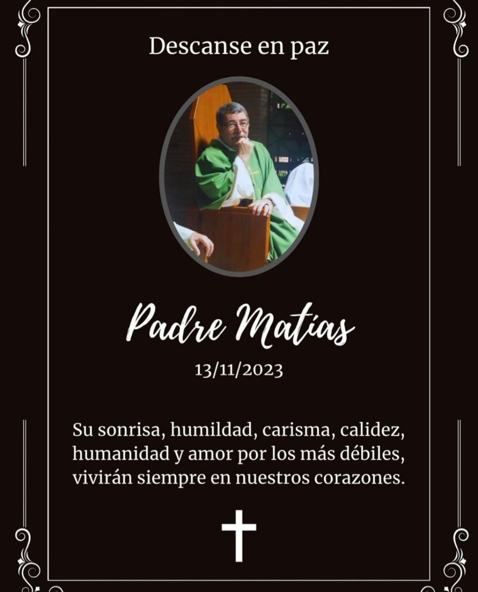 Juancavidal's tweet photo. #13Nov23
Fallece el sacerdote Matías Camuñas. ✝️
Dedicó su vida a trabajar por los pobres y a defender los derechos humanos en latinoamérica.
En 1996 coordinó la parada de su santidad, Juan Pablo II en el Retén de Catia.
Petare lo recuerda con afecto y admiración. 🕊️ (Qepd) https://t.co/8LzN62ES6J