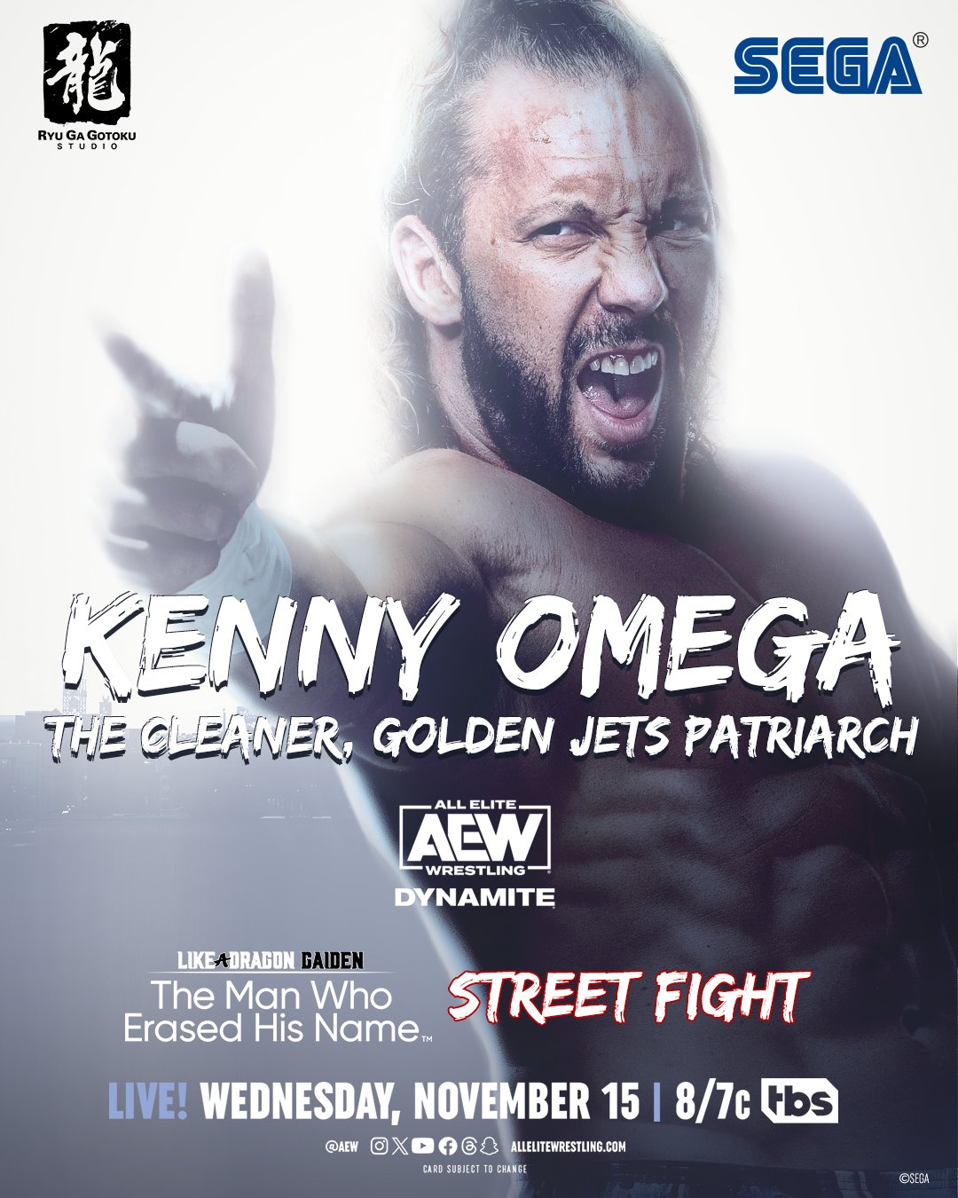Kenny Omega on X: It's been my dream to mix the worlds of gaming and  wrestling. I hope you all enjoyed the Like a Dragon Street Fight.  Hopefully, I'll see you in