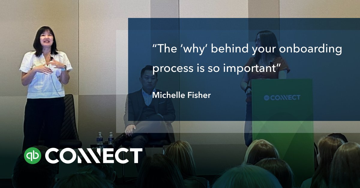 .@michael_ly_, Michelle Fisher, and Tabetha Awaldt discuss how to create an automated #onboarding experience that wows your clients in the first few weeks of working together. #QBConnect