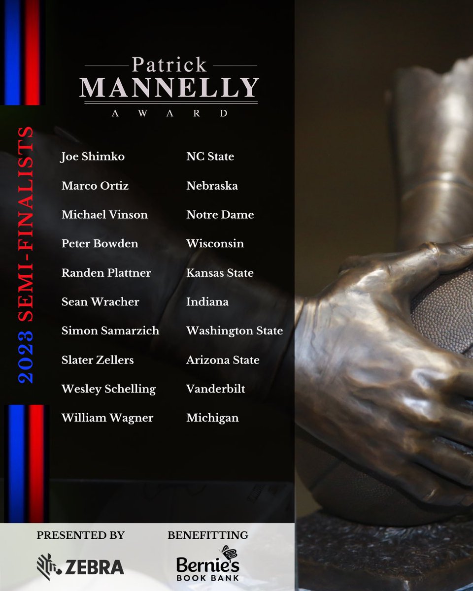 All of us at The Patrick Mannelly Award are proud to announce your ten semi-finalists for the top college Long Snapper in the country. For more information, please go to The PatrickMannellyAward.com