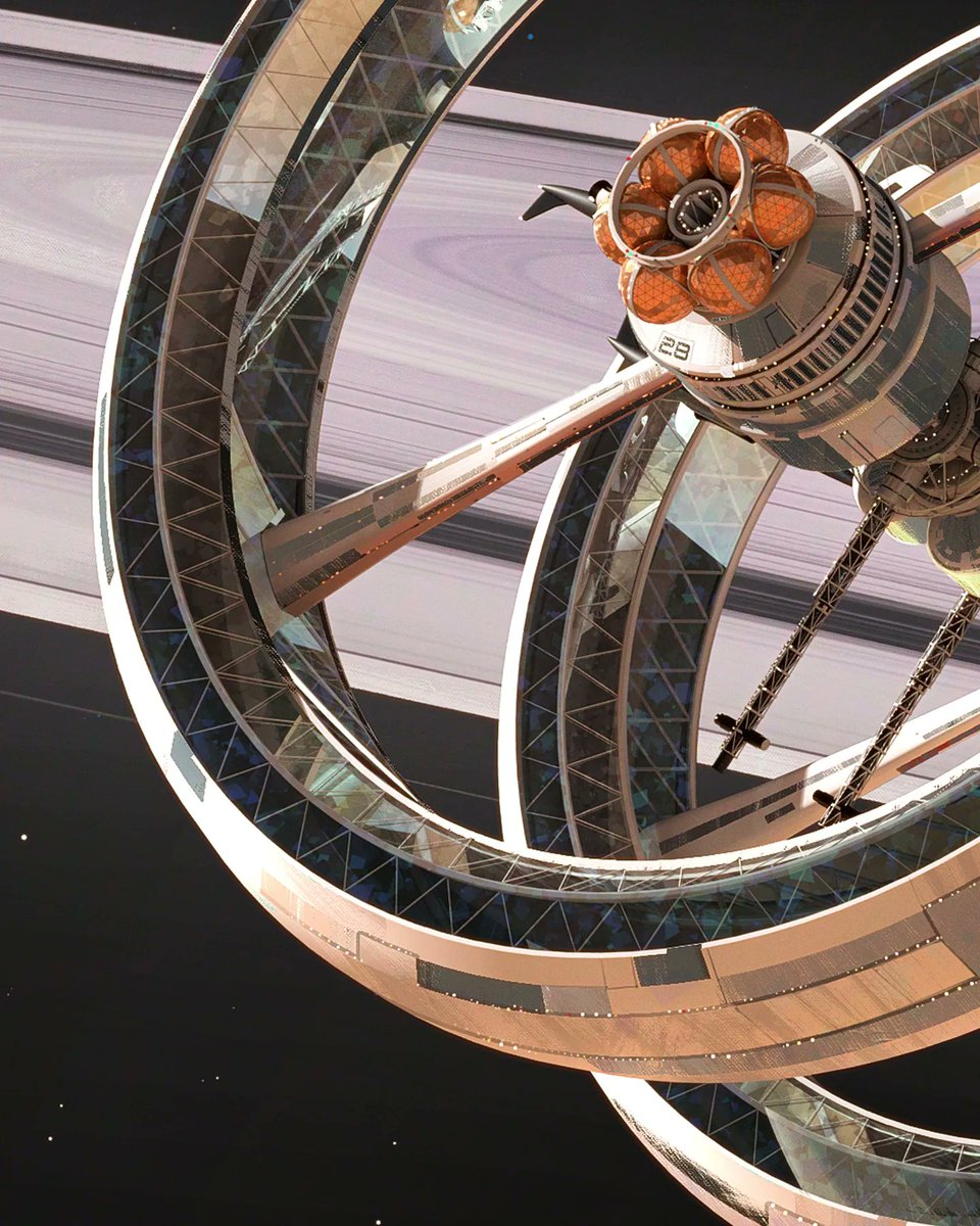 voyager212's tweet image. Another one I made for @EclipsePhase  back in 2017. 

Double torus space habitat, Saturn's orbit.