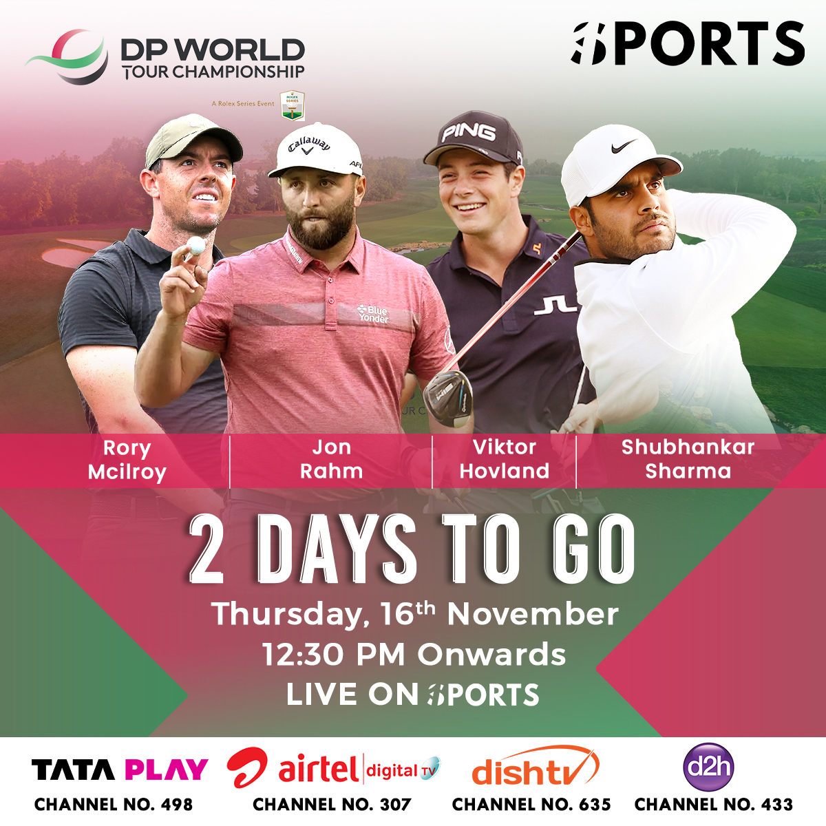 The 2023 DP World Tour season reaches a climax with the DP World Tour Championship!⛳️

Starting this Thursday from 12:30 PM onwards, LIVE ON 1SPORTS.

#DPWorldTourChampionship