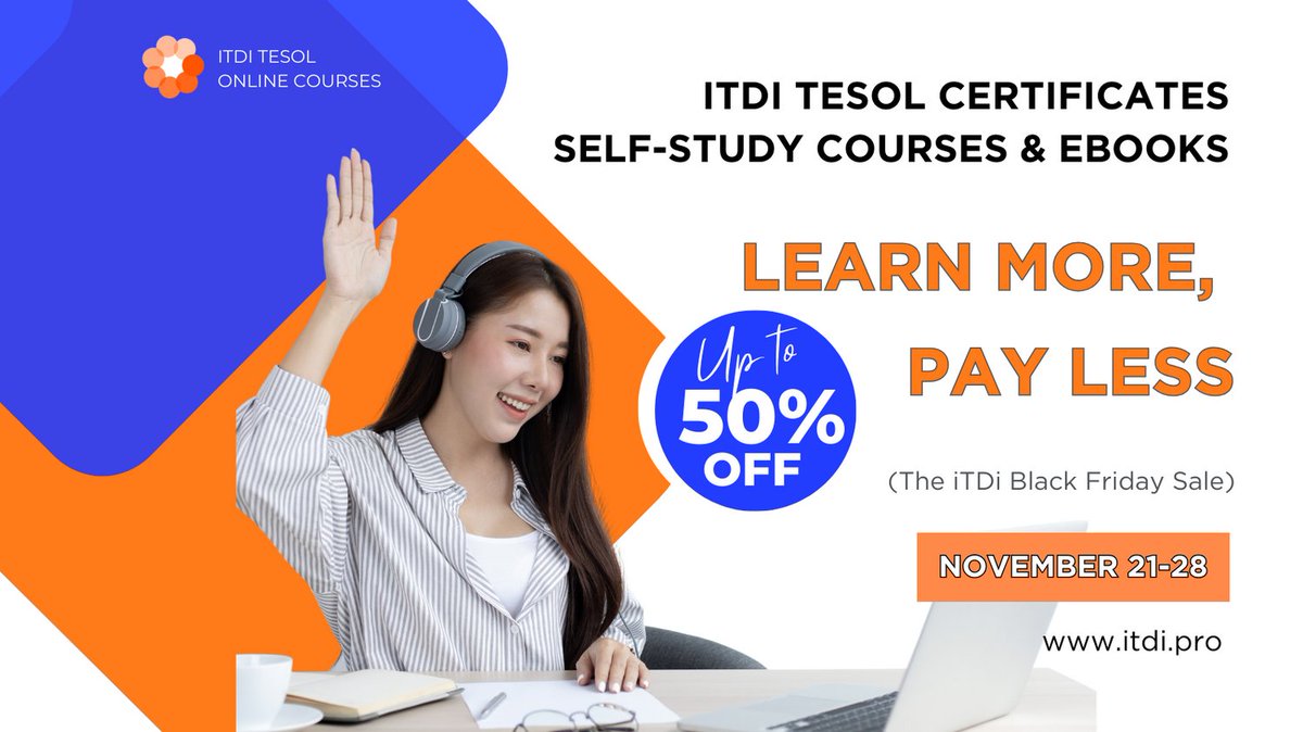 ⚡️ Don't miss out on our 𝔹𝕀𝔾𝔾𝔼𝕊𝕋 𝕊𝔸𝕃𝔼 of the year 𝕟𝕖𝕩𝕥 𝕨𝕖𝕖𝕜 👀 Save up to 𝟝𝟘% on 𝕚𝕋𝔻𝕚 𝕔𝕠𝕦𝕣𝕤𝕖𝕤 &amp; 𝕓𝕠𝕠𝕜𝕤 from ℕ𝕠𝕧 𝟚𝟙𝕤𝕥 𝕥𝕠 𝟚𝟠𝕥𝕙 𝕠𝕟𝕝𝕪 🔥

#iTDi #BlackFridaySale #TESOL #TEFL #TESL #TEAL #ProfessionalDevelopment #CPD