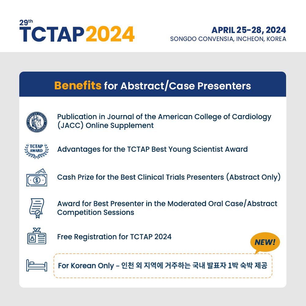 [D-3] The submission closes this Friday and there will be no further extension! Submit your abstracts and cases today to receive direct feedback from the experts and build connections with peers at #TCTAP2024 🌏 🔗Online Submission: bit.ly/3OtD7Du