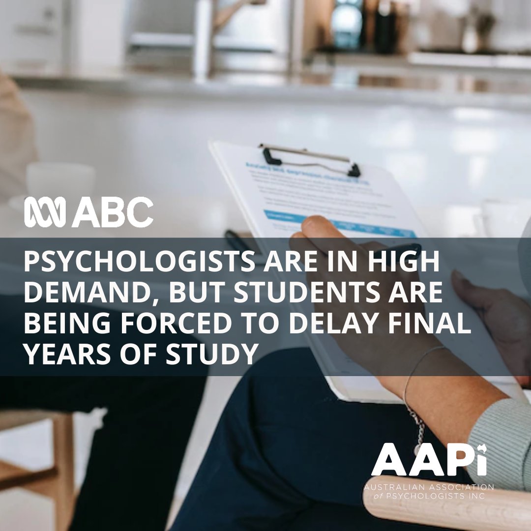 APsychologists's tweet photo. A story on ABC online discusses the barriers facing psychology students entering the profession and AAPi’s advocacy to address this.
 
Read the full story here: https://t.co/K4kXztsKcm https://t.co/sYarLTRVIh