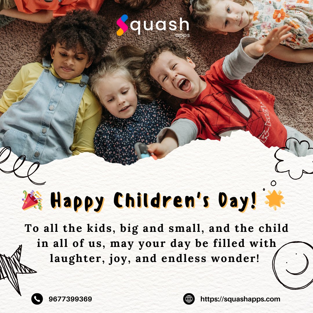 squashapps's tweet image. Today, we celebrate 🎈 the brightest smiles, the purest hearts ❤️, and the boundless curiosity of our little ones. 

Let&apos;s cherish ✨ the magic of childhood, where every moment is an adventure and every dream knows no limits. 

#SquashApps #ChildrensDay #ChildhoodMagic
