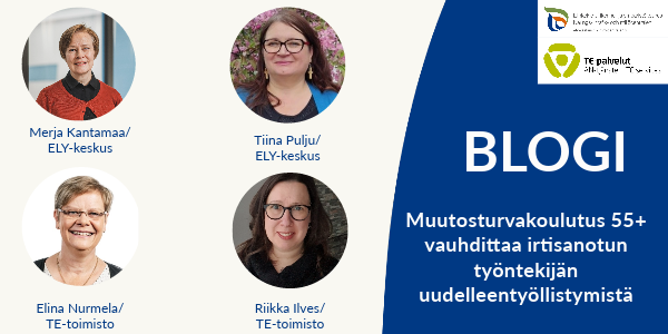 elinvoimak_EP's tweet photo. Tiesitkö, että muutosturvakoulutus 55+ vauhdittaa irtisanotun työntekijän uudelleentyöllistymistä? Tästä bloggaavat ELY-keskuksen ja TE-toimiston asiantuntijat yhdessä. Ole rohkeasti yhteydessä @TEpalvelutEPO. Lue lisää blogista: https://t.co/UehyFpS5Lw #muutosturvakoulutus https://t.co/QsBOAECq4M
