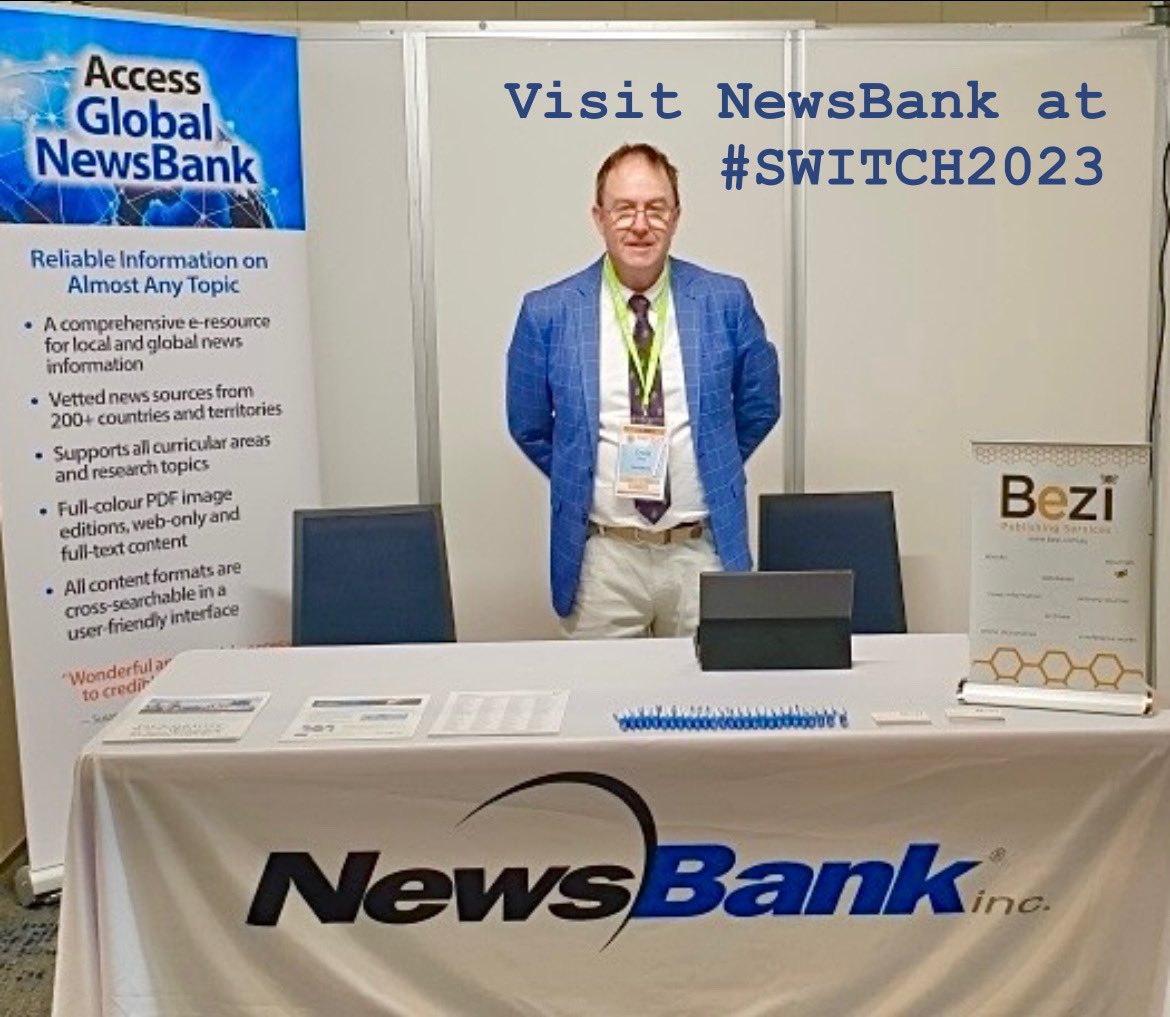 BeziPublishing's tweet photo. Visit @NewsBank at #SWITCH2023 to learn all about the largest e-resources for Australian news information 📰
🇦🇺 https://t.co/vMFagQXh7o
🌎 https://t.co/1wuNupBpKO https://t.co/hONu5TQp5V