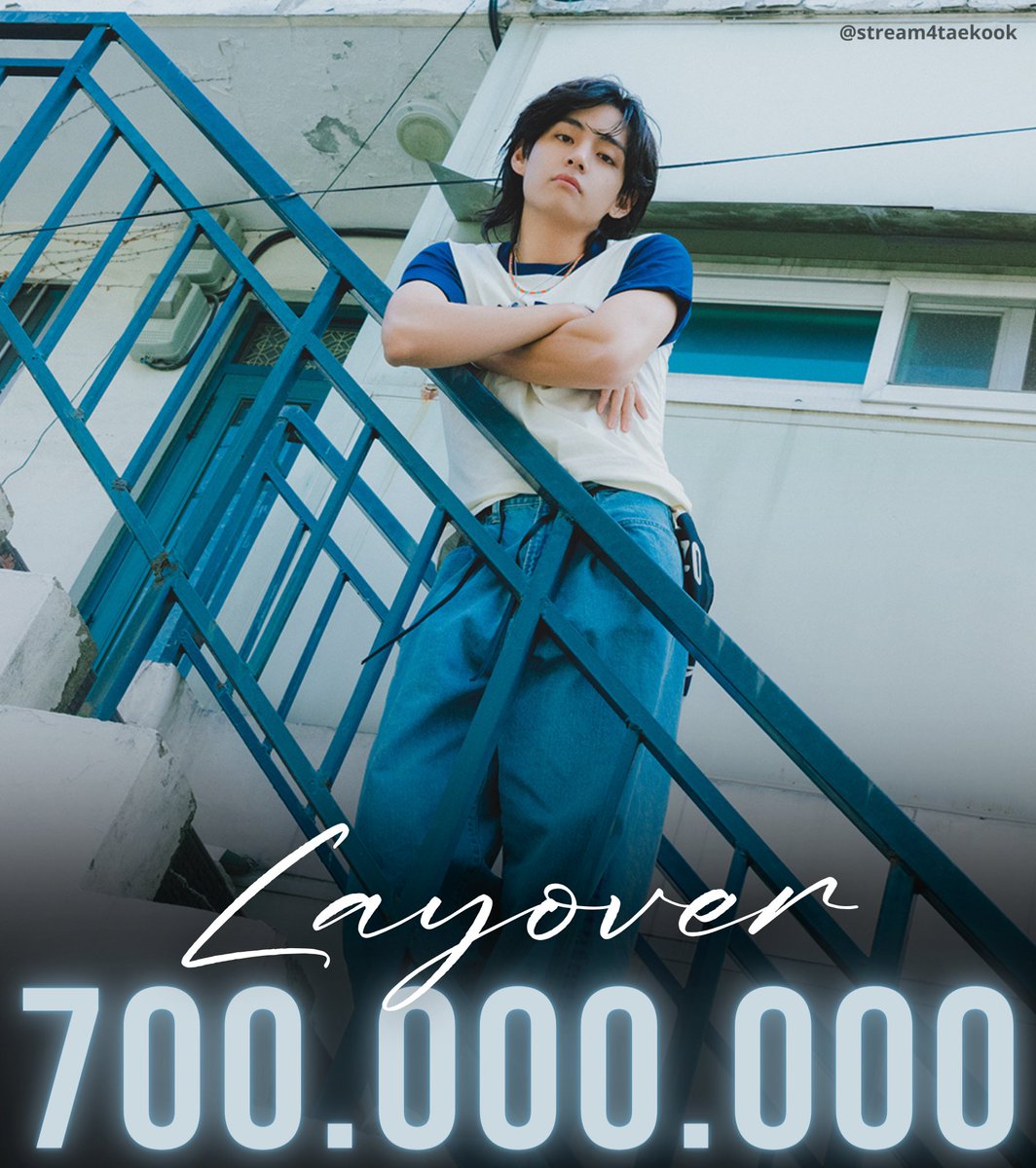 stream4taekook's tweet photo. "Layover" by V has surpassed 700 Million streams on Spotify.
Congratulations Taehyung! 💚
#LAYOVER700M https://t.co/3hZXq0BmPL
