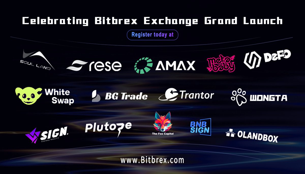 bitbrexglobal's tweet image. 🌐 Bitbrex exchange is officially launched! Traders 
around the world, are you ready? Join us and explore 
the endless possibilities of the global market. 🌍🔒 
Thanks to our partners for their support! #Bitbrex #CryptoExchange 🚀💼