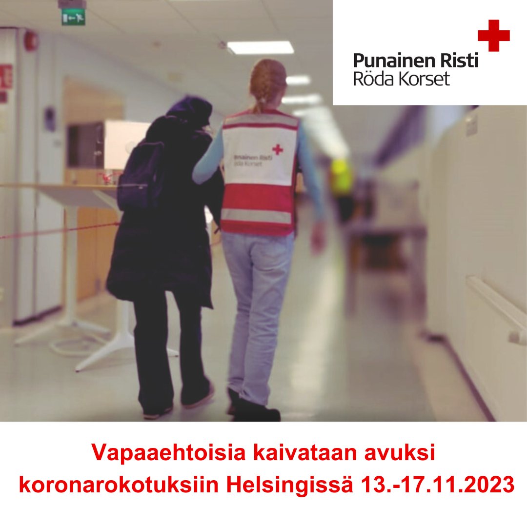 Helsingin kaupunki on pyytänyt Punaisen Ristin Helsingin ja Uudenmaan piiriltä apua koronarokotuksiin. Vapaaehtoisia on jo ilmoittautunut mukaan. Lisätiedot: oma.punainenristi.fi/event/25363 #punainenristi #sprhup ❤️