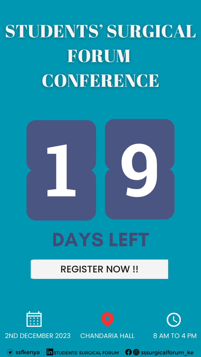 SSFKenya's tweet photo. π Only 19 days left, guys! β° Don't miss out on this incredible eventβregister ASAP! π It's going to be absolutely amazing! π
https://t.co/TTmELcKd7z
#SSFConference2023 #SSFKENYA #Mentorship #Research https://t.co/ZxkzjtKmD4