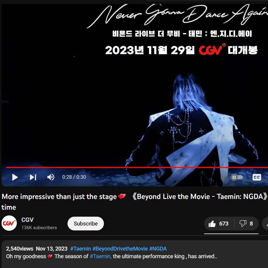 frvnkii's tweet photo. CGV, the largest multiplex cinema chain in South Korea, is now yet another entertainment industry giant of the nation affirming and referring to #TAEMIN as the:
"ํผํฌ๋จผ์ค ๋ํ ์ (Ultimate Performance King)"๐
@SHINee #์ค์ด๋ #SHINee #ํ๋ฏผ
#NeverGonnaDanceAgain #NGDA https://t.co/pYLLnBCa4c
