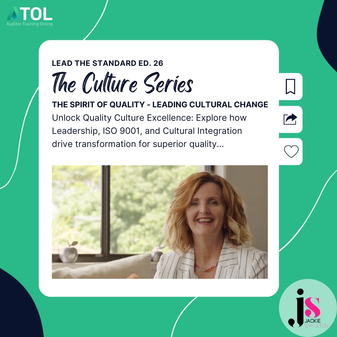 🌟Explore the power of cultural transformation for superior quality!
 
📖 Read our latest newsletter bit.ly/49vhZq3 

 #QualityCulture #Leadership #ISO9001 #CulturalTransformation #LeadTheStandard  #AuditorTrainingOnline